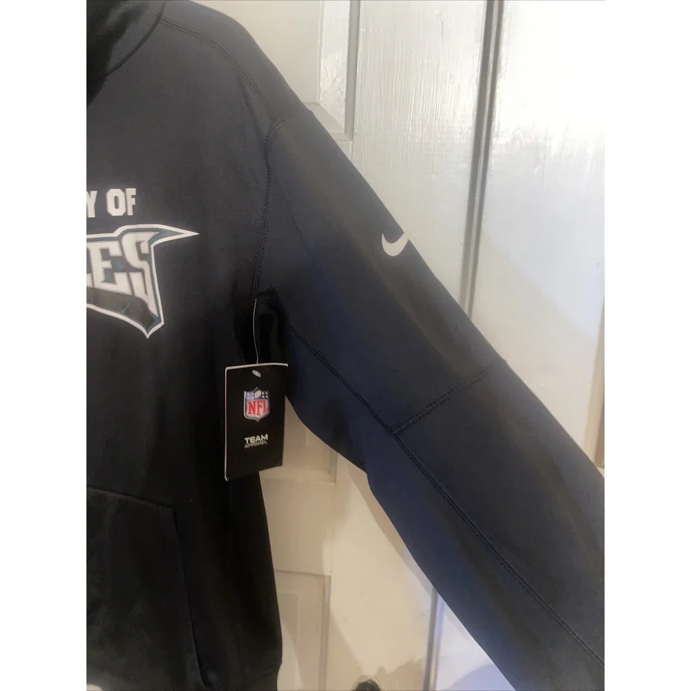 NWT NFL Team Apparel Nike Eagles Hooded Large Black Pull Over‎ Sweatshirt